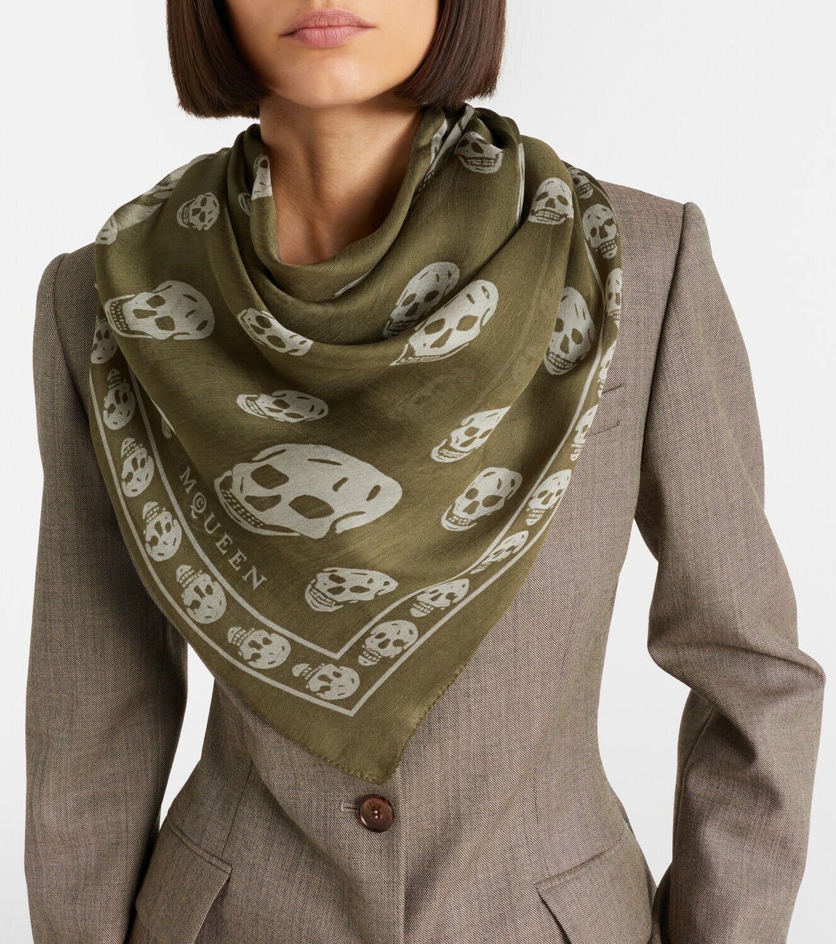 McQueen Printed silk scarf