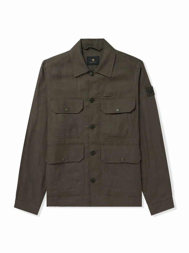 Photo: Belstaff - Forge Logo-Appliquéd Linen Overshirt - Green