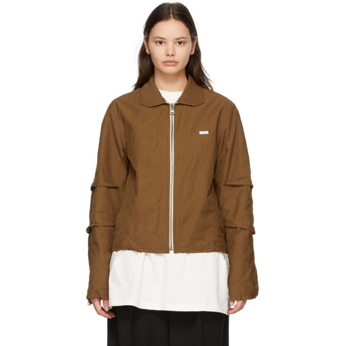 ADER error Brown Crinkled Track Jacket ADER error