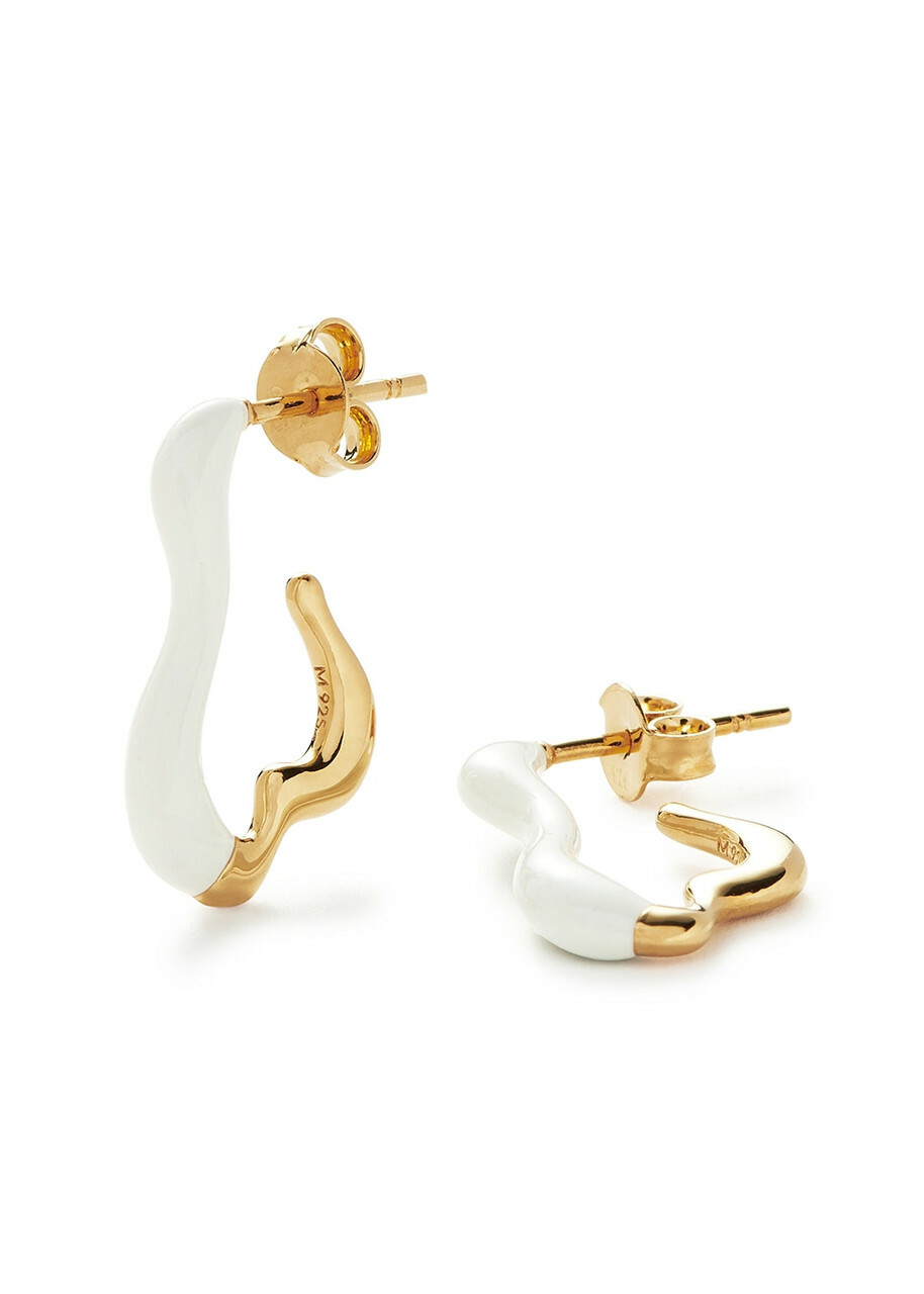 Missoma Squiggle Small Enamel and 18kt Gold-plated Earrings - White - One Size