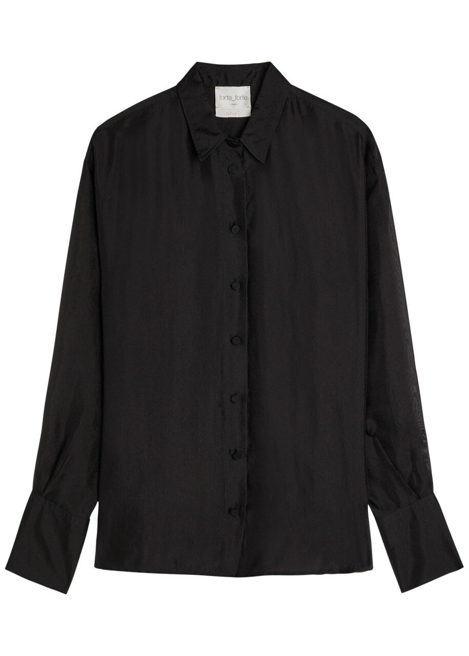 Forte_forte Semi-sheer Organza Shirt Black