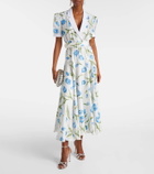 Rodarte Belted floral silk twill midi dress