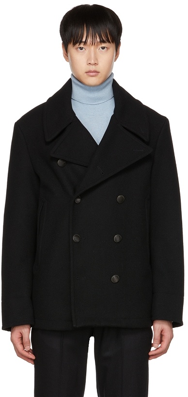 Photo: Dunhill Black Double-Breasted Peacoat