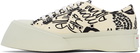 Marni Off-White & Black Canvas Print Pablo Sneakers