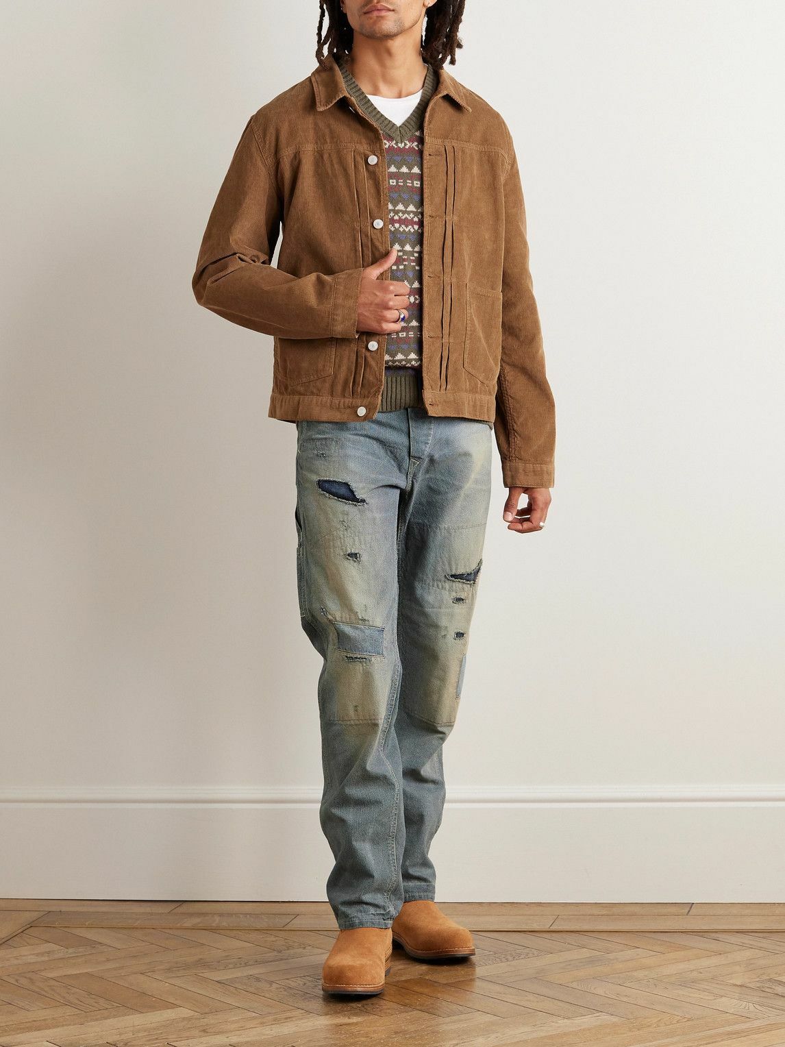定価71000 RRL ダブルアールエル　Hopkins Jeans 新品未使用 RRL - Hopkins Straight-Leg Distressed Embroidered Jeans - Blue RRL