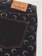 Marine Serre - Straight-Leg Panelled Logo-Print Upcycled Shorts - Black