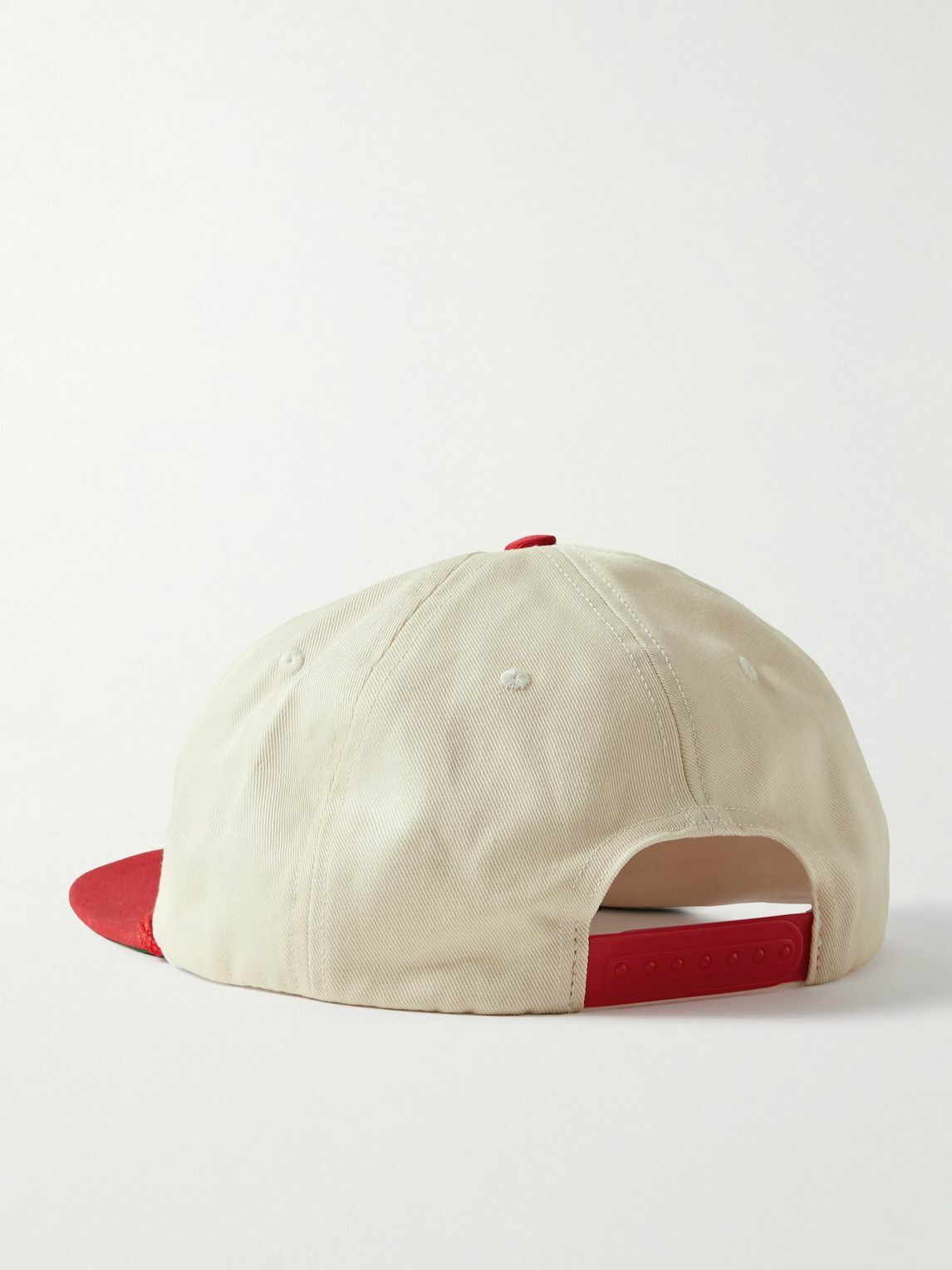 Rhude - Mont Logo-Embroidered Striped Knitted and Cotton-Twill Trucker Hat
