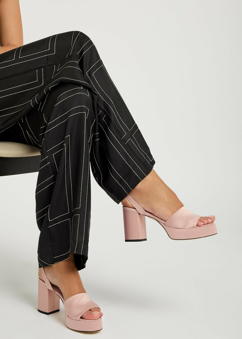 Toteme 90 Satin Platform Sandals Beige