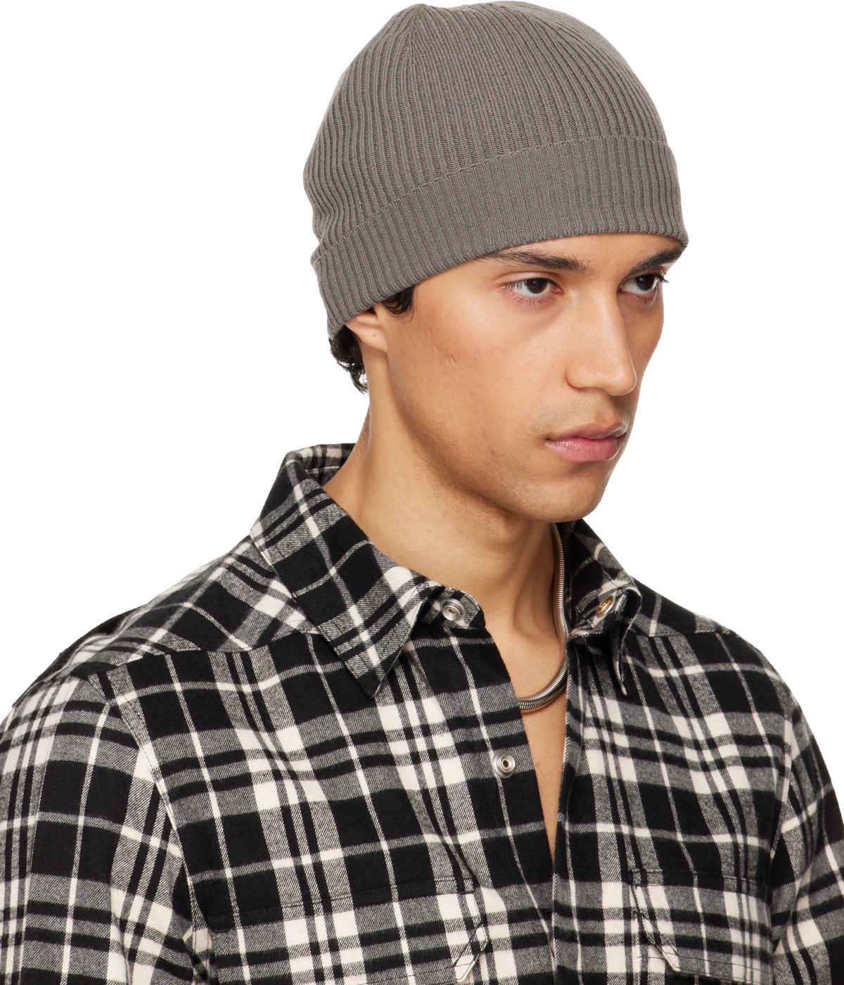 Rick Owens Gray Temple Ribbed Beanie