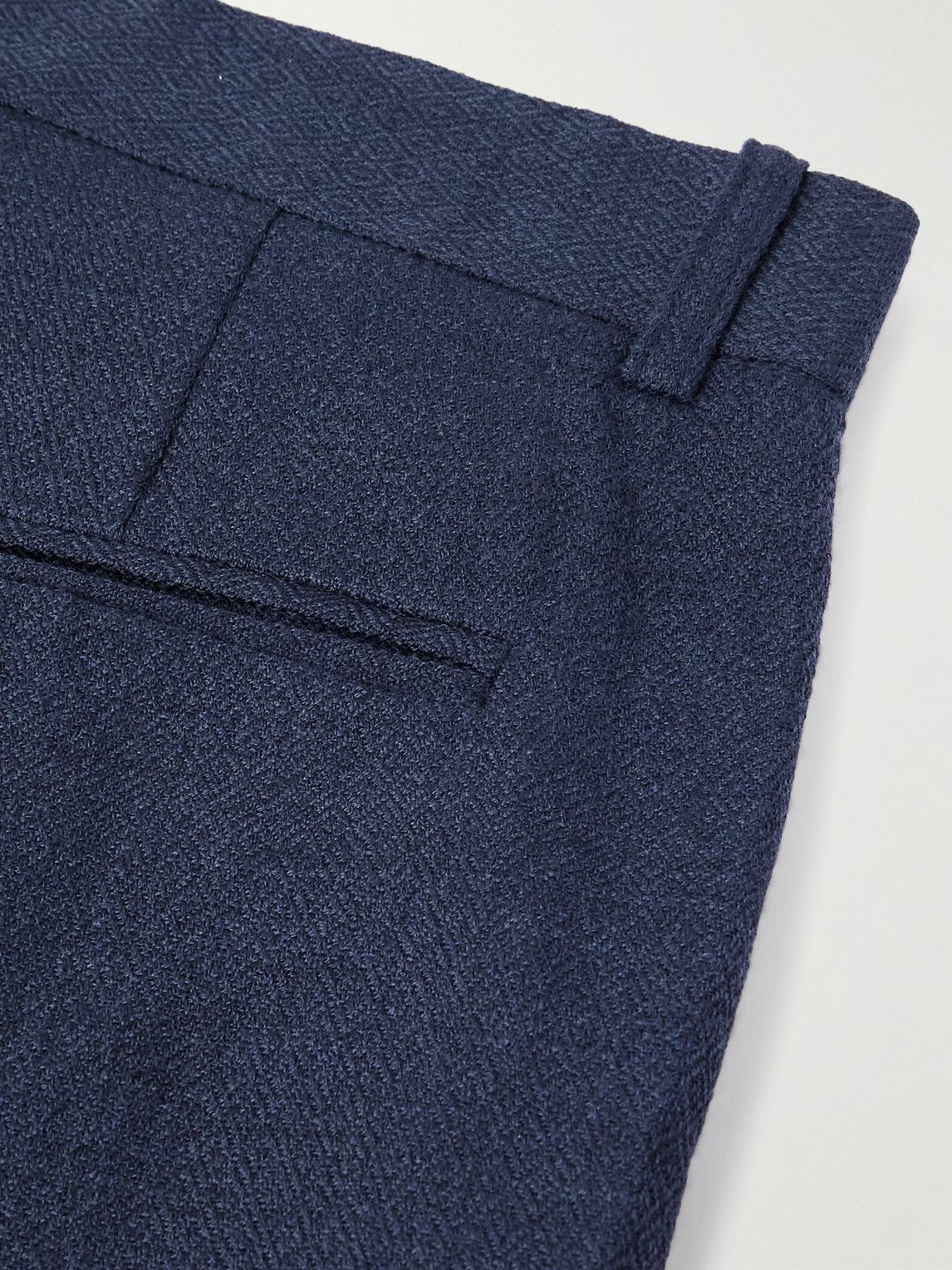 Kartik Research - Rabari Straight-Leg Embroidered Textured-Wool Trousers - Blue