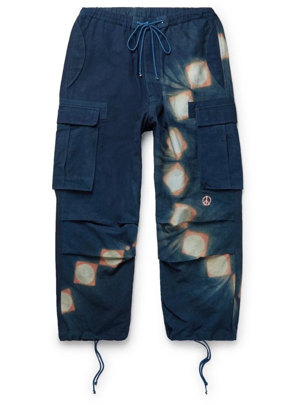 Photo: STORY MFG. - Peace Resist-Dyed Organic Cotton Cargo Trousers - Blue