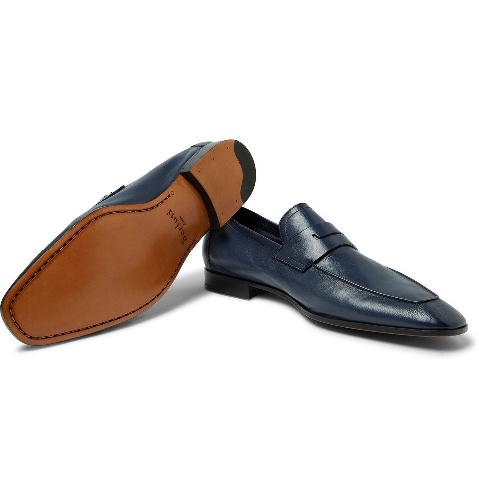 Berluti - Lorenzo Leather Loafers - Men - Navy Berluti