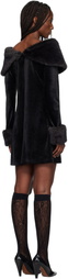Anna Sui Black Stretch Velour Minidress