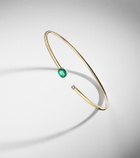 Stone and Strand 14kt gold (585/1000) cuff bracelet with emeralds and diamonds