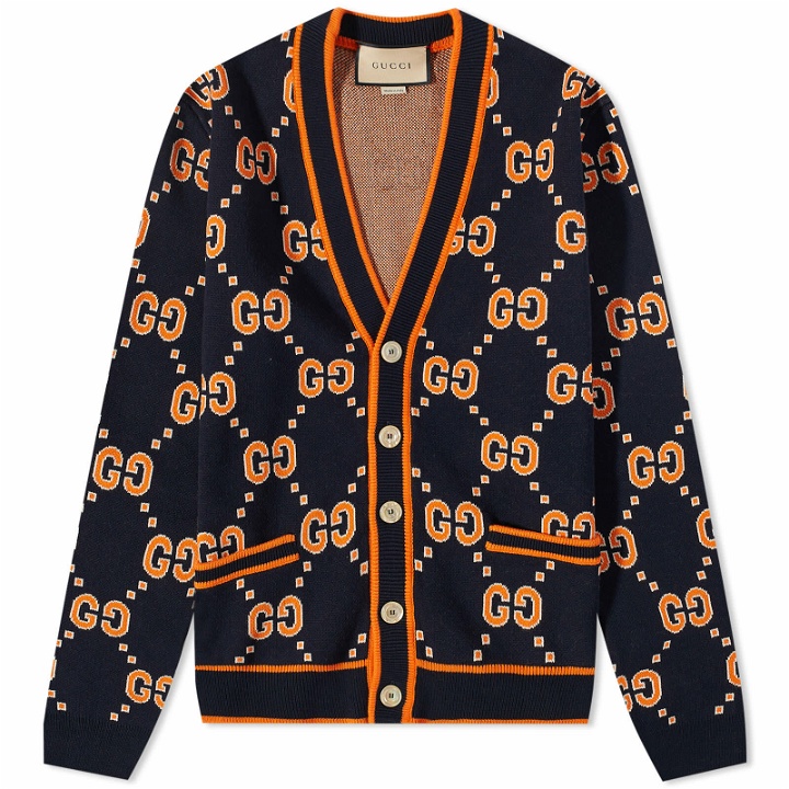 Photo: Gucci Men's GG Knitted Cardigan in Blue