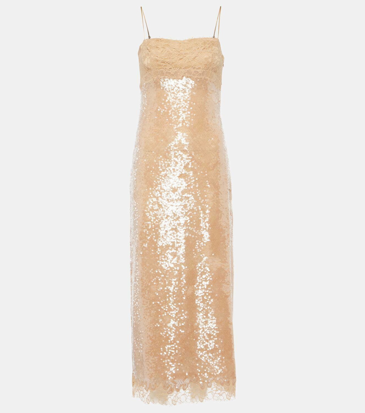 Simkhai Valentina lace-trimmed sequined slip dress Simkhai