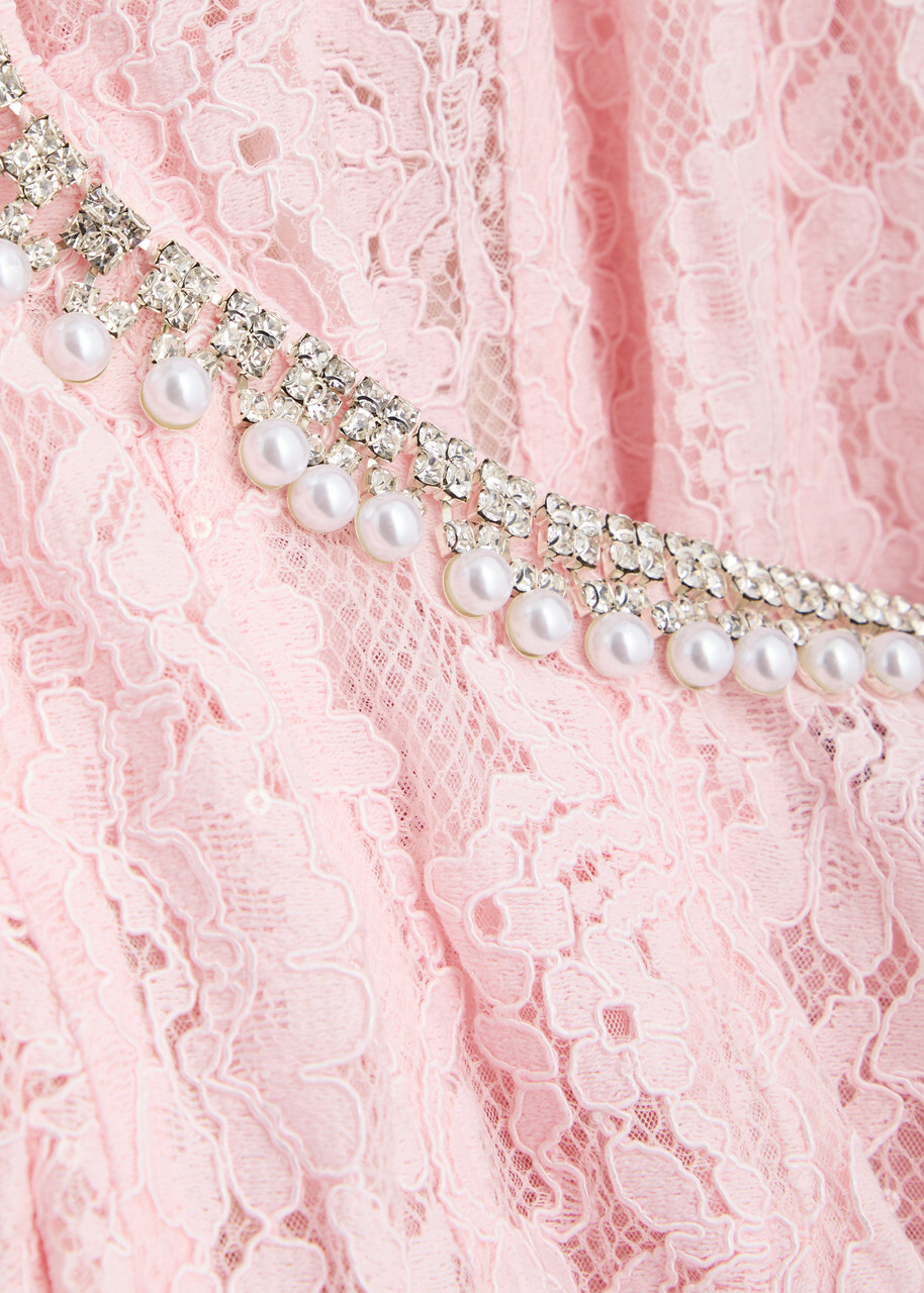 Self-portrait Sequin-embellished Lace Midi Dress Pink