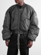 Rick Owens - Cropped Appliquéd Shell Bomber Jacket - Gray