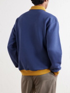 Aimé Leon Dore - Tour Logo-Embroidered Cotton-Jersey Half-Zip Sweater - Blue