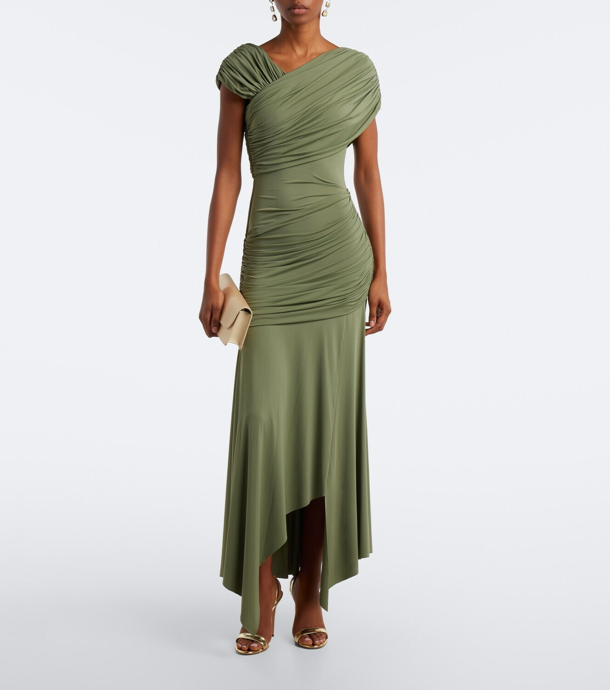 De La Vali Hela asymmetric ruched jersey mididress