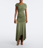 De La Vali Hela asymmetric ruched jersey mididress