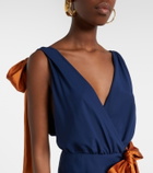 Saint Laurent Bow-detail draped silk satin gown