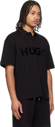 Hugo Black Oversize-Fit Contrast Logo Polo