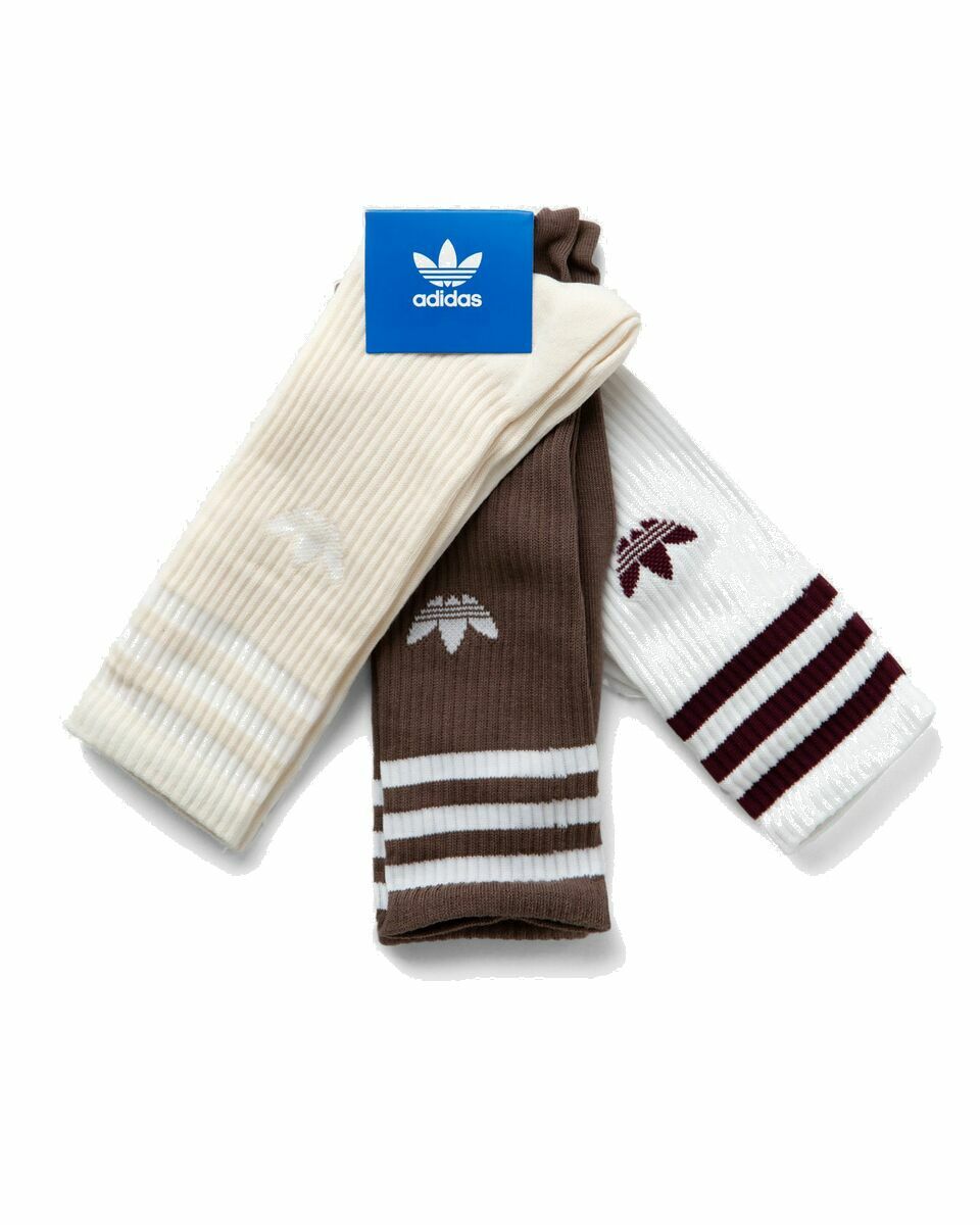 Photo: Adidas High Crew Socks (3 Pairs) Brown/White - Mens - Socks