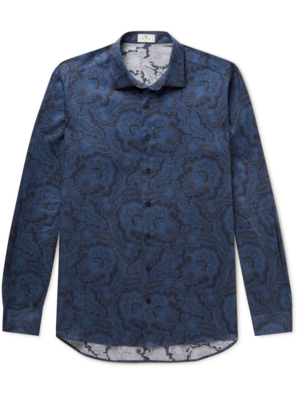 Photo: ETRO - Slim-Fit Paisley-Print Cotton Shirt - Blue