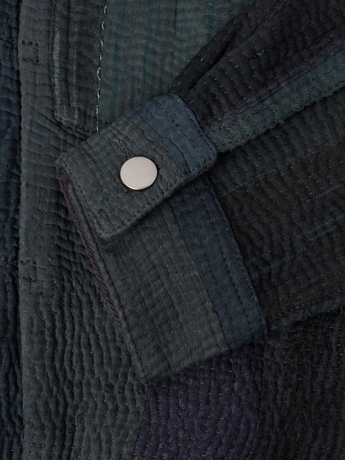 Kardo - Marvin Distressed Patchworked Kantha Cotton Trucker Jacket - Blue