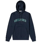 Wood Wood Men's Fred Arch Logo Popover Hoody in Navy