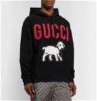 Gucci - Printed Loopback Cotton-Jersey Hoodie - Black