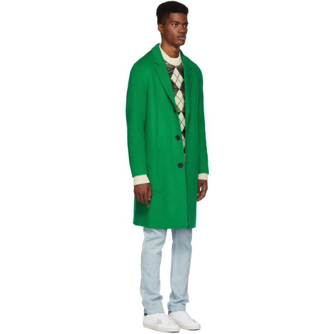 AMI Alexandre Mattiussi Green Wool Double Coat AMI Alexandre Mattiussi