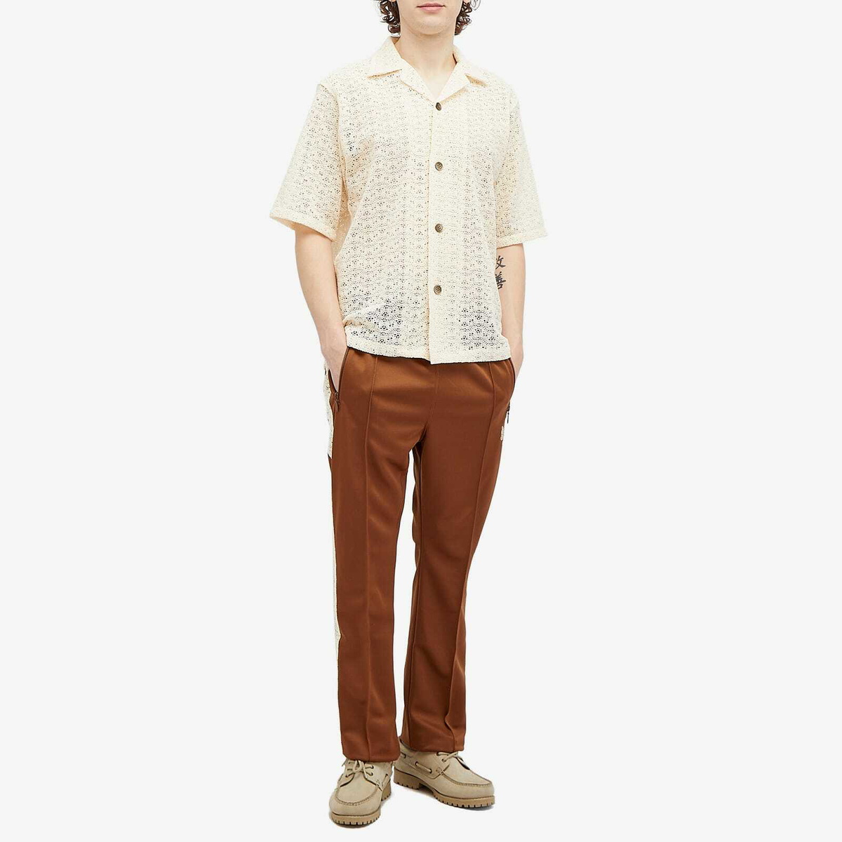 END. x Needles Men's 'Rattan' Cabana Shirt in Brown/Natural