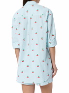 MC2 Saint Barth Woman Seersucker Cotton Shirt Brigitte With Cherry Patches