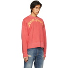 Palm Angels Red Curved Logo Sweatshirt