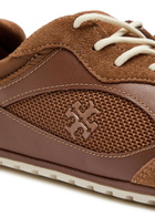 Tory Burch Field Panelled Suede Sneakers Tan