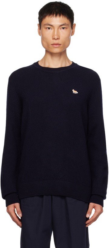 Photo: Maison Kitsuné Navy Baby Fox Patch Sweater