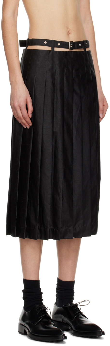 UMBER POSTPAST Black Pleated Midi Skirt