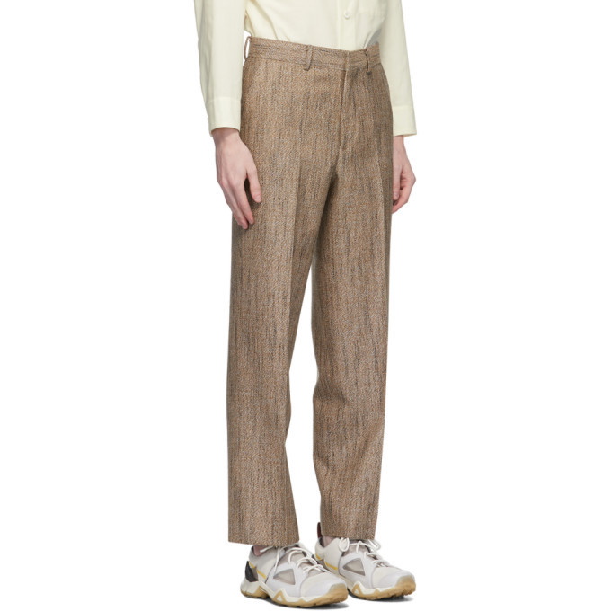 AURALEE Brown Wool Silk Tweed Trousers Auralee