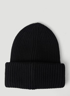 Logo Patch Beanie Hat in Black