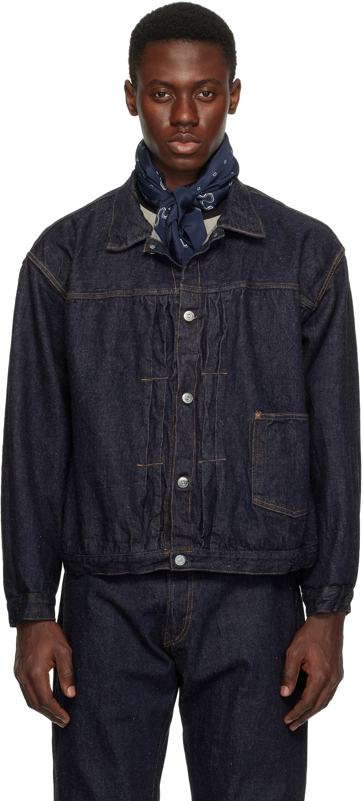 【めがね】『Denim Tracker 1P Jacket』 Blue Tracker 1P Denim Jacket by KAPTAIN SUNSHINE on Sale