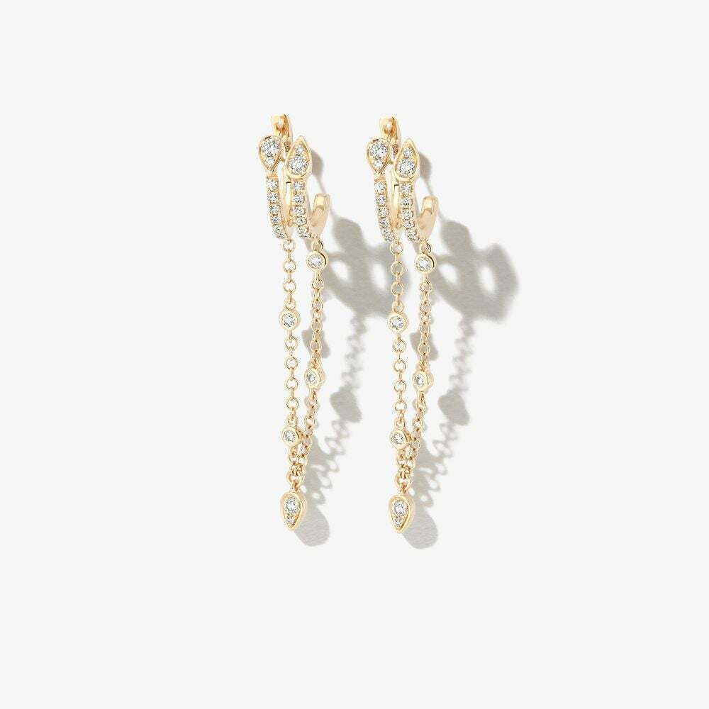 SHAY 18K Yellow Gold Double Fringe Diamond Hoop Earrings