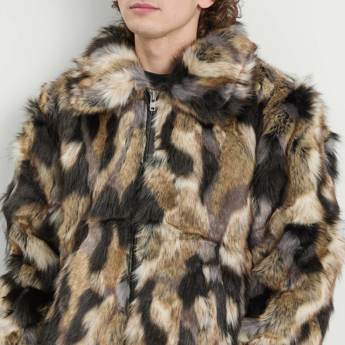 Patta Men's Faux Fur Patchwork Jacket in Multi
