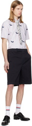 Thom Browne Navy Cotton Twill Utility Chino Shorts
