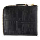 Comme des Garcons Wallets Black Embossed Logo Half-Zip Wallet