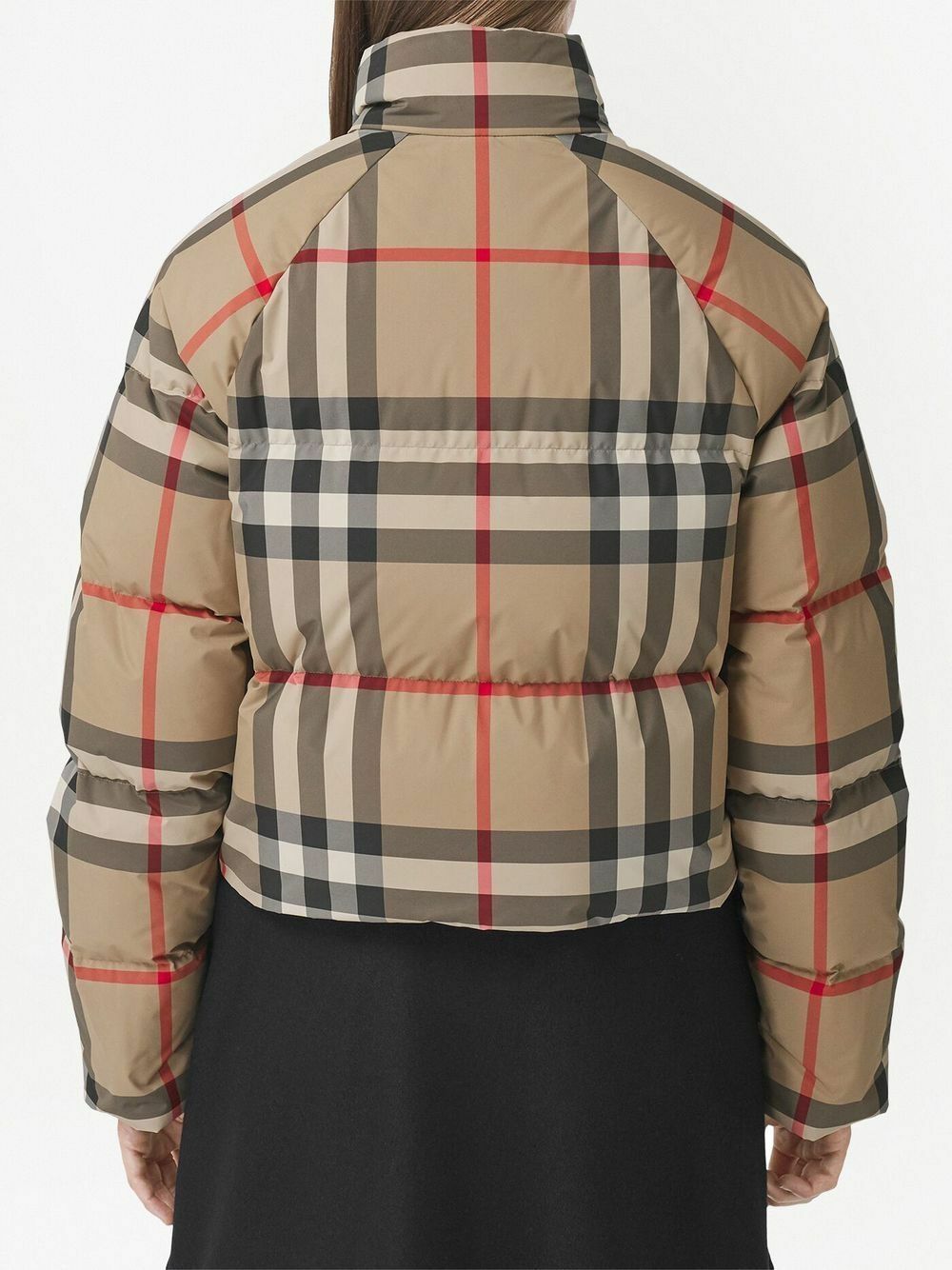 Burberry Neutral Check Cropped Puffer Jacket Burberry
