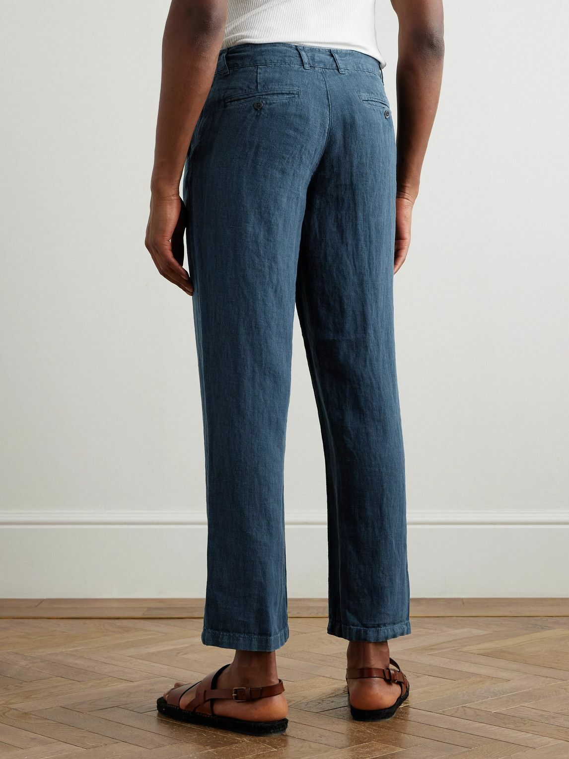 Portuguese Flannel - Straight-Leg Linen Trousers - Blue