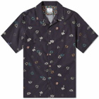 Paul Smith Men's Floral Print Short Sleeve Shirt in Blue