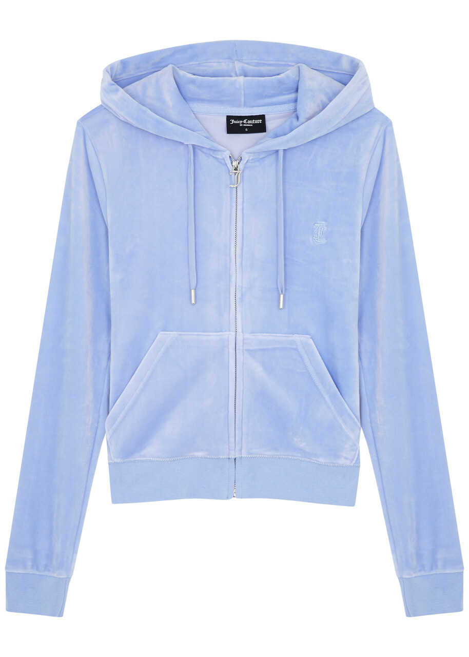 Juicy Couture Robertson Hooded Velour Sweatshirt Mid Blu